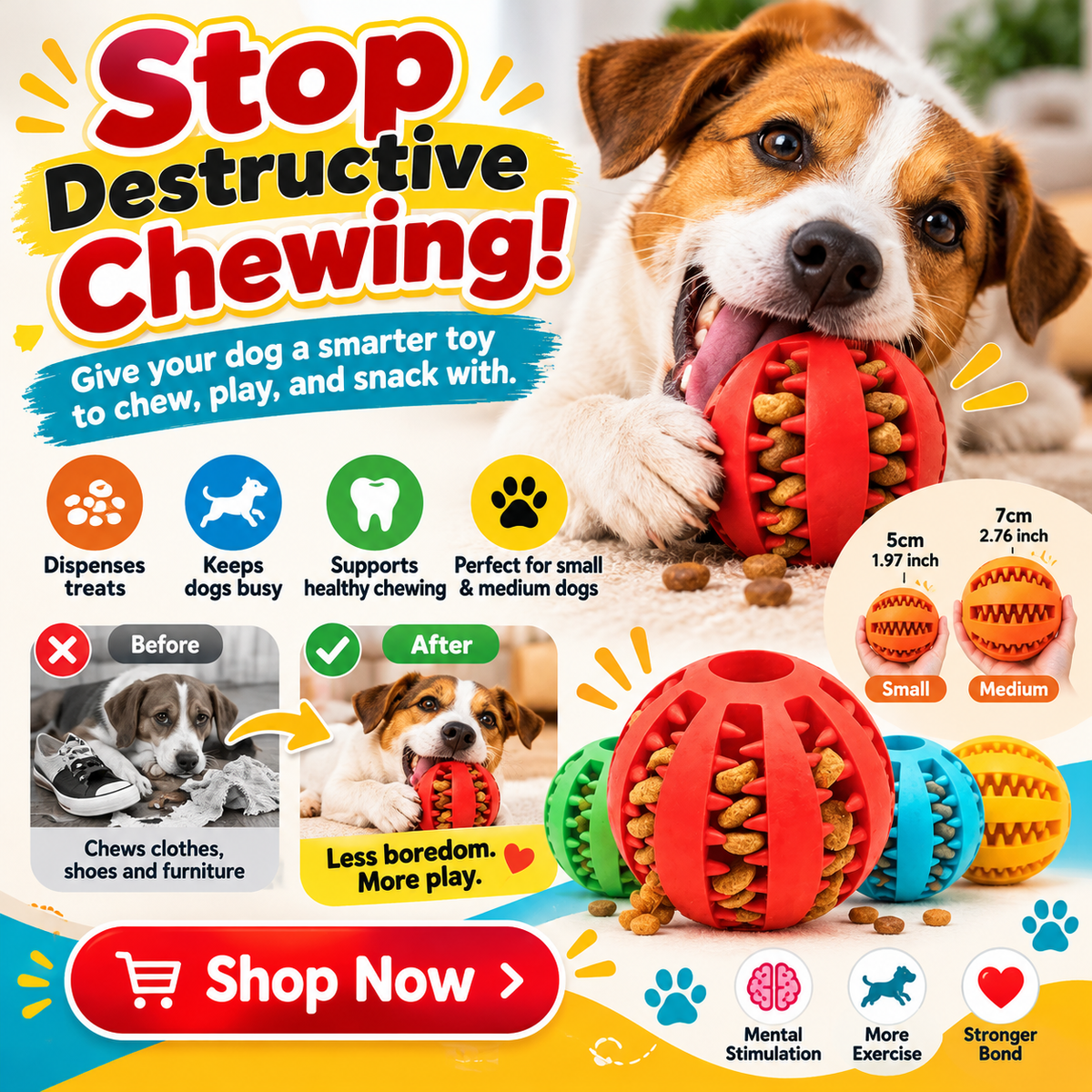 MAUPawz Interactive Treat-Dispensing Chew Ball 🐾